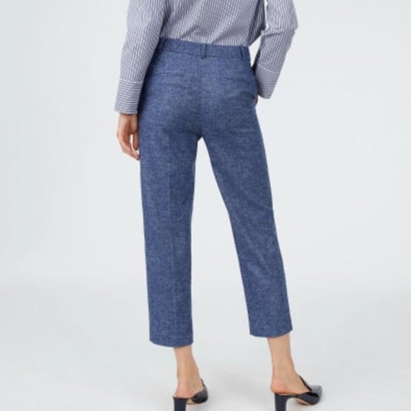 Club Monaco Betia Straight Leg Pants in a Navy Blue Herringbone Wool sz 12 - Picture 3 of 3